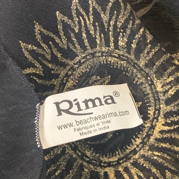 Rima Hawaiian Beach Wrap Sarong Scarf Shawl Tropical Black Gold Sunbursts 40x70" - Picture 3 of 6